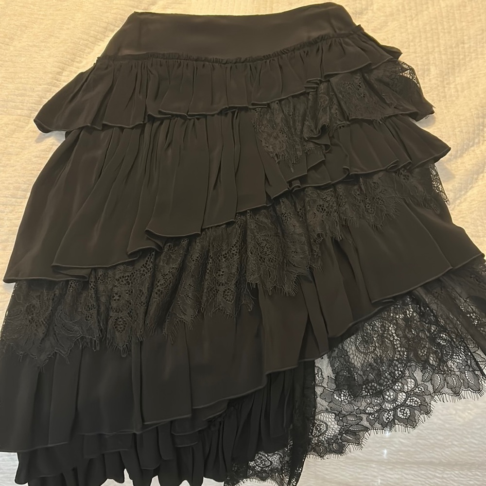 Zara collection slanted tiered w lace skirt. Size small like new